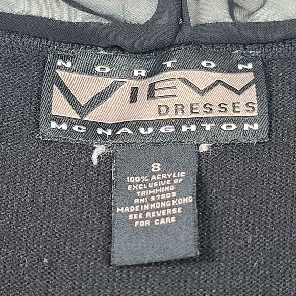 Norton Mc Naughton black vintage sweater sheer ruffle neckline Goth fairy grunge - Picture 4 of 7